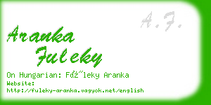 aranka fuleky business card